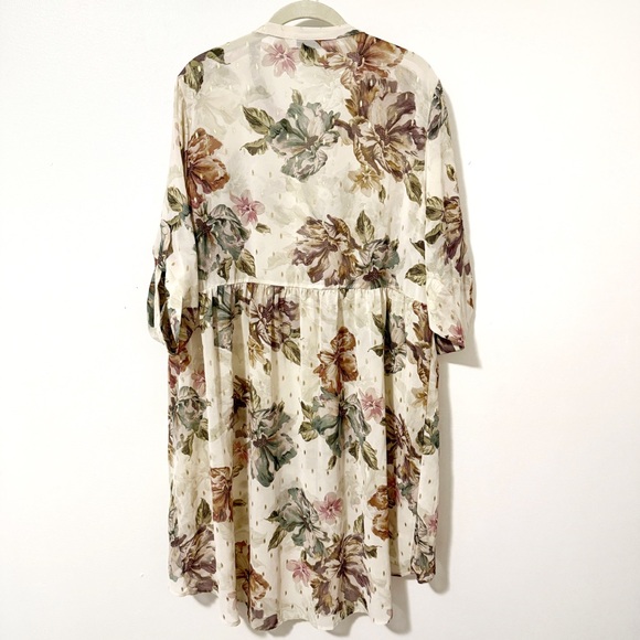 Torrid Lexie Sheer Ivory Floral Print Chiffon High Low Babydoll Tunic Size 1X - Picture 7 of 8